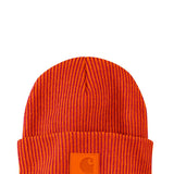 Carhartt Knit Cuffed Plaited Beanie in Red