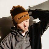 Carhartt Knit Cuff Logo Beanie in Brown