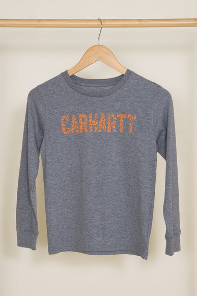 Carhartt Youth Logo Long Sleeve T-Shirt for Boys in Grey