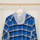 Carhartt Youth Flannel Button Front Hooded Shirt for Boys in Blue