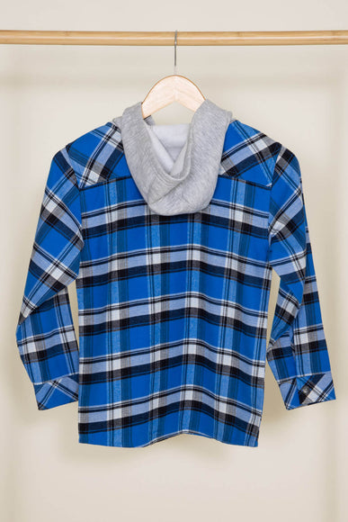 Carhartt Youth Flannel Button Front Hooded Shirt for Boys in Blue