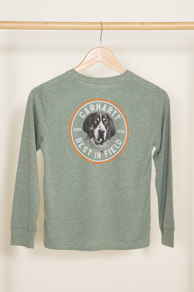 Carhartt Youth Pocket Dog Graphic Long Sleeve T-Shirt for Boys in Green