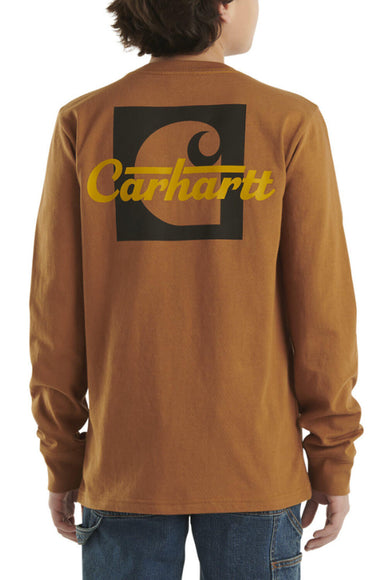 Carhartt Pocket Graphic Long Sleeve T-Shirt for Boys in Brown