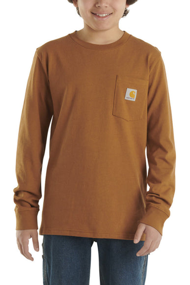 Carhartt Pocket Graphic Long Sleeve T-Shirt for Boys in Brown