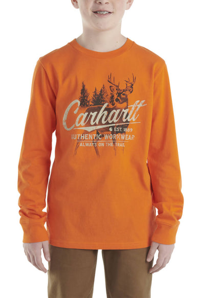 Carhartt Graphic Long Sleeve T-Shirt for Boys in Bright Orange