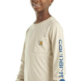 Carhartt Youth Graphic Pocket Long-Sleeve T-Shirt for Boys in Malt White