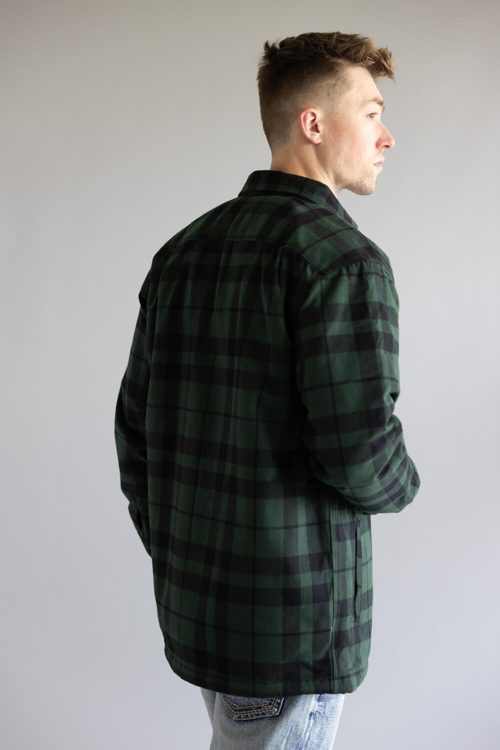 Carhartt 裏地チェック カーキ L メンズ Carhartt Flannel Sherpa Lined Shirt Jacket for Men in Green