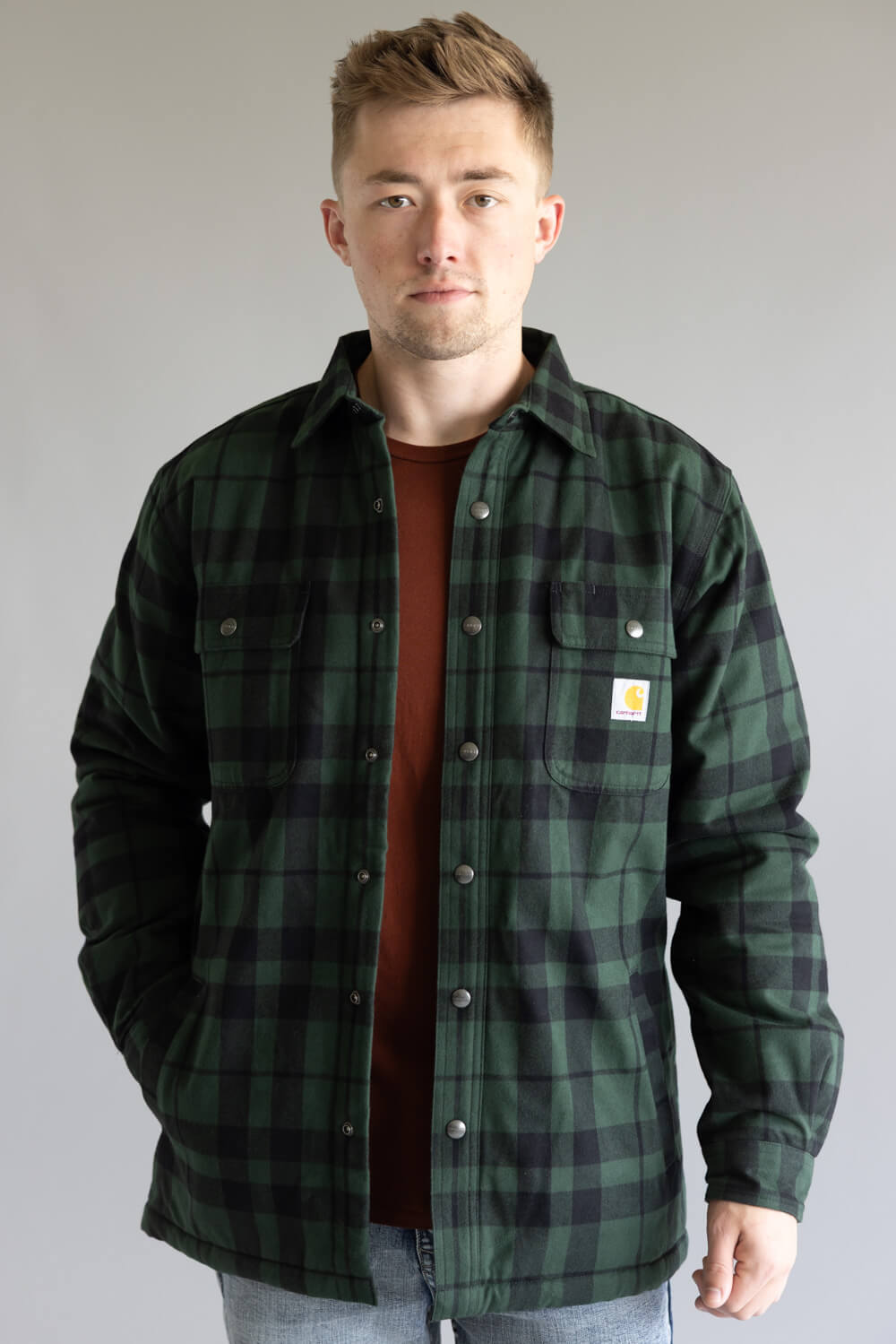 Carhartt Flannel Sherpa Lined Shirt Jacket for Men in Green