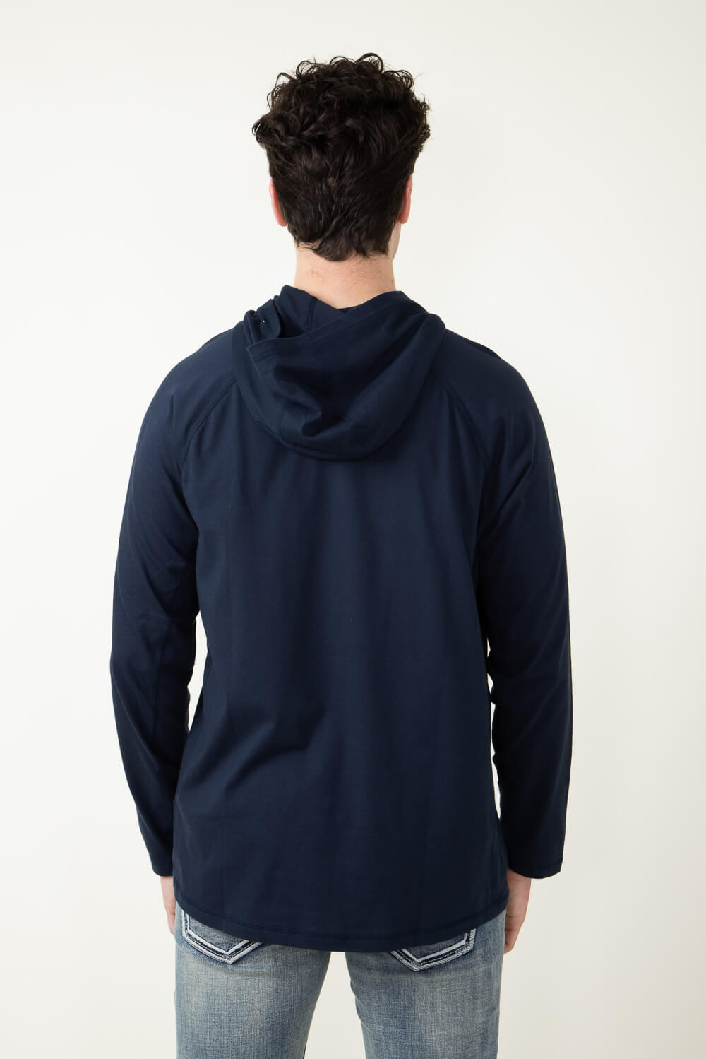 Carhartt Force Long Sleeve Logo Hooded T-Shirt for Men in Navy Blue