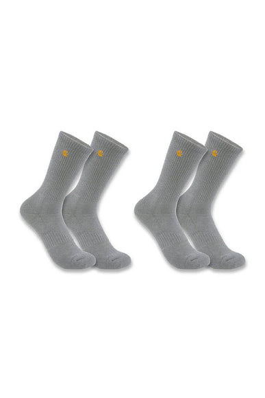 Carhartt Force Midweight 2 Pack Crew Socks for Men in Grey
