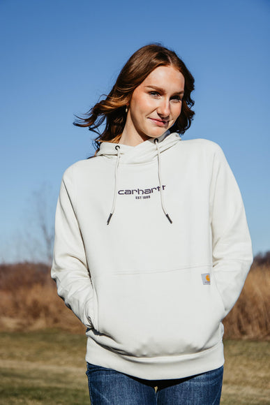 Carhartt Force Relaxed Lightweight Graphic Hoodie for Women in Malt White