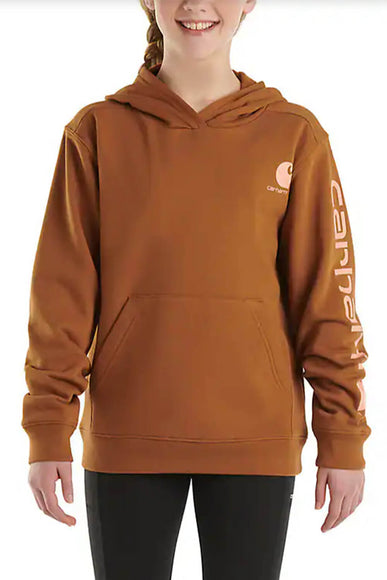 Carhartt Youth Graphic Hoodie for Girls in Brown
