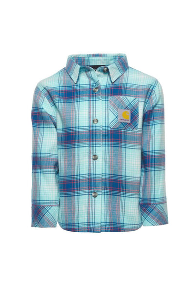 Carhartt Youth Pocket Flannel Button Front Shirt for Boys in Blue