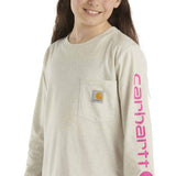 Carhartt Graphic Long Sleeve T-Shirt for Girls in Oatmeal Heather