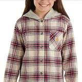 Carhartt Hooded Flannel Shirt for Girls in Pink