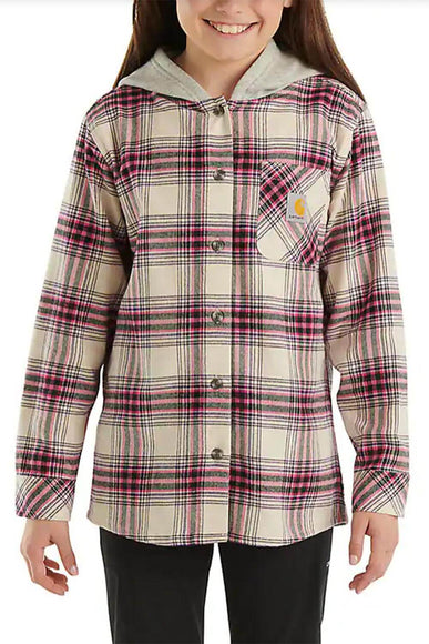 Carhartt Hooded Flannel Shirt for Girls in Pink