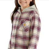 Carhartt Hooded Flannel Shirt for Girls in Pink