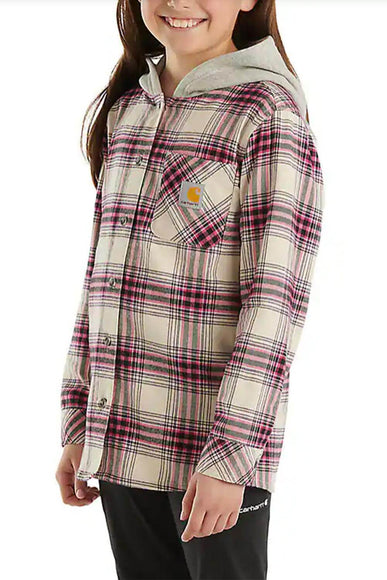 Carhartt Hooded Flannel Shirt for Girls in Pink