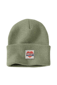 Carhartt Knit Heart Patch Beanie for Women in Green