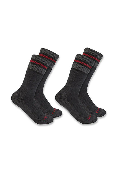 Carhartt Heavyweight Synthetic-Wool Blend 2 Pack Boot Socks for Men in Black