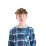 Carhartt Youth Hooded Flannel Shirt for Boys in Blue