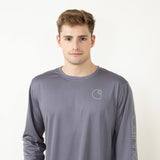 Carhartt Long Sleeve Force Sun Defender Logo Graphic T-Shirt for Men in Grey