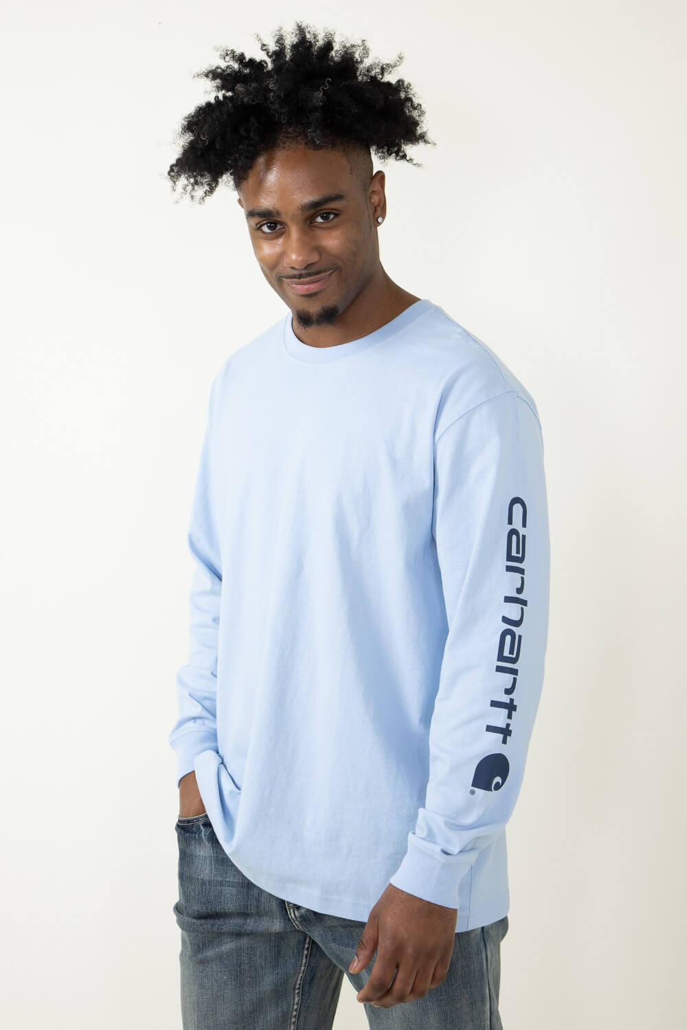 Carhartt Long Sleeve Logo T-Shirt for Men in Light Blue | K231-HC5