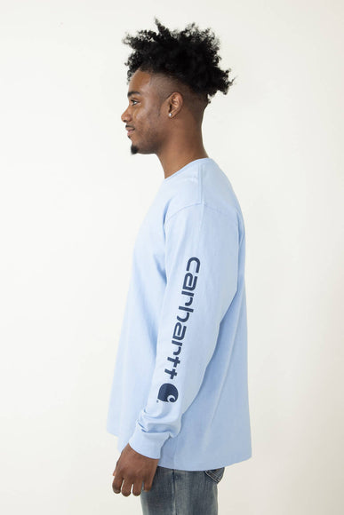 Carhartt Long Sleeve Logo T-Shirt for Men in Light Blue