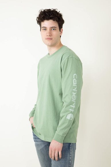 Carhartt Long Sleeve Logo T-Shirt for Men in Green