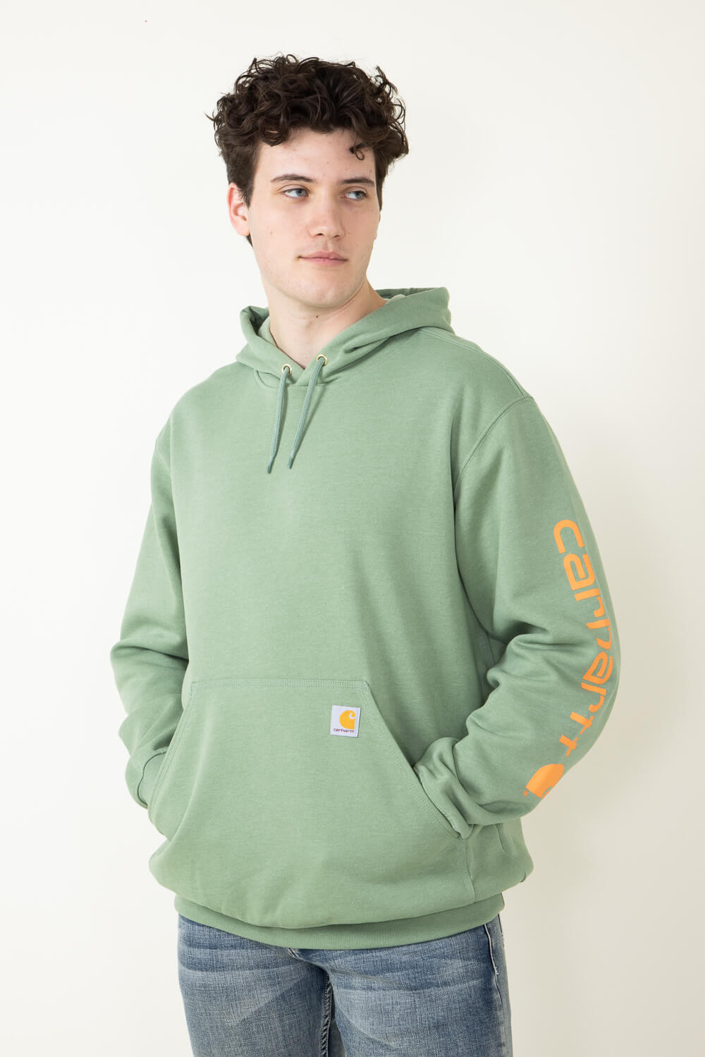 Carhartt Men's Rain Defender Loose Fit Midweight Logo Graphic Sweatshirt | Carbon Heather | XL