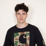 Carhartt Long Sleeve Camo Logo Sleeve Graphic T-Shirt for Men in Black