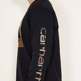 Carhartt Long Sleeve Camo Logo Sleeve Graphic T-Shirt for Men in Black