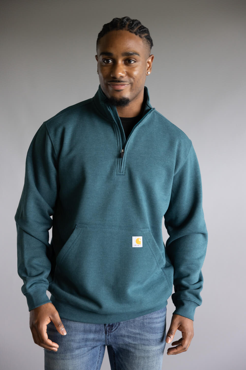 Carhartt Quarter Zip Sweatshirt for Men in Greenstone | 105294-GM2