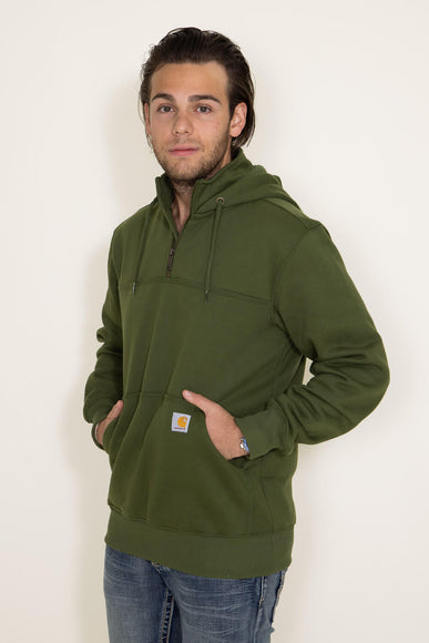 Carhartt Rain Defender Loose Fit Heavyweight Hooded Quarter Zip for Men in Dark Green