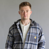 Carhartt Rugged Flex Relaxed Fit Fleece Lined Shirt Jacket for Men in Grey Plaid 