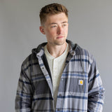 Carhartt Rugged Flex Relaxed Fit Fleece Lined Shirt Jacket for Men in Grey Plaid 