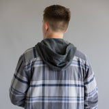 Carhartt Rugged Flex Relaxed Fit Fleece Lined Shirt Jacket for Men in Grey Plaid 