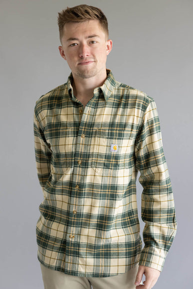 Carhartt Rugged Flex Relaxed Fit Midweight Flannel for Men in Green
