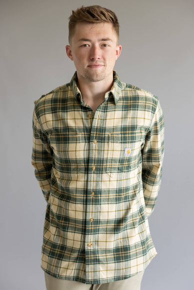 Carhartt Rugged Flex Relaxed Fit Midweight Flannel for Men in Green