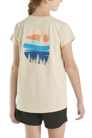 Carhartt Youth Mountain Logo T-Shirt for Girls in Malt White