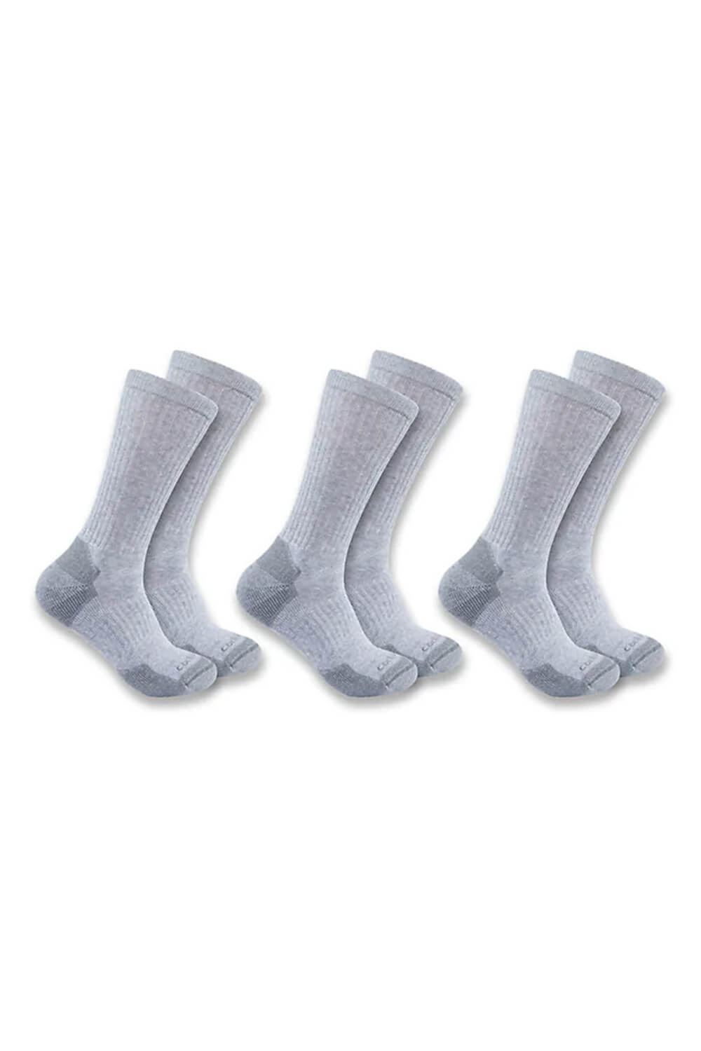 Carhartt Midweight Cotton Crew 3 Pack Socks for Men in Grey