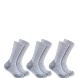 Carhartt Midweight Cotton Crew 3 Pack Socks for Men in Grey