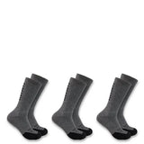 Carhartt Force Midweight Logo 3 Pack Crew Socks for Men in Grey