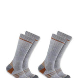 Carhartt Midweight Wool Blend 2 Pack Boot Socks for Men in Grey
