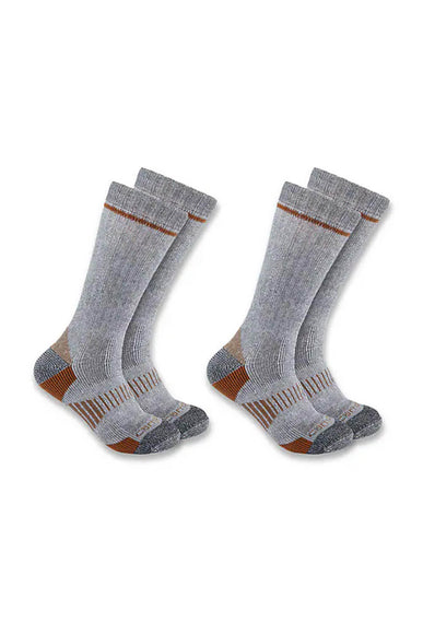 Carhartt Midweight Wool Blend 2 Pack Boot Socks for Men in Grey