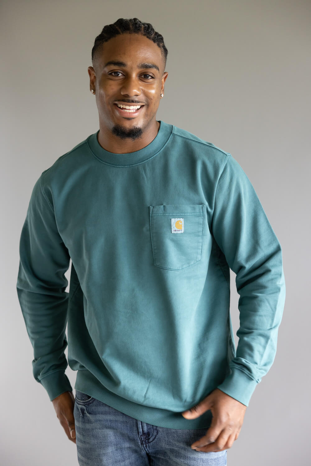 Carhartt Terry Crewneck Sweatshirt for Men in Blue Green 106853