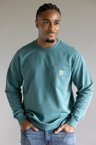 Carhartt Terry Crewneck Sweatshirt for Men in Blue Green
