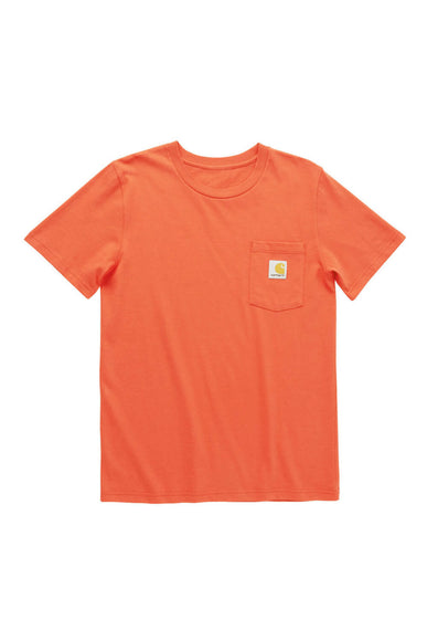 Carhartt Youth Pocket T-Shirt for Boys in Coral Orange
