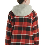 Carhartt Youth Flannel Button-Down Hooded Jacket for Boys in Red