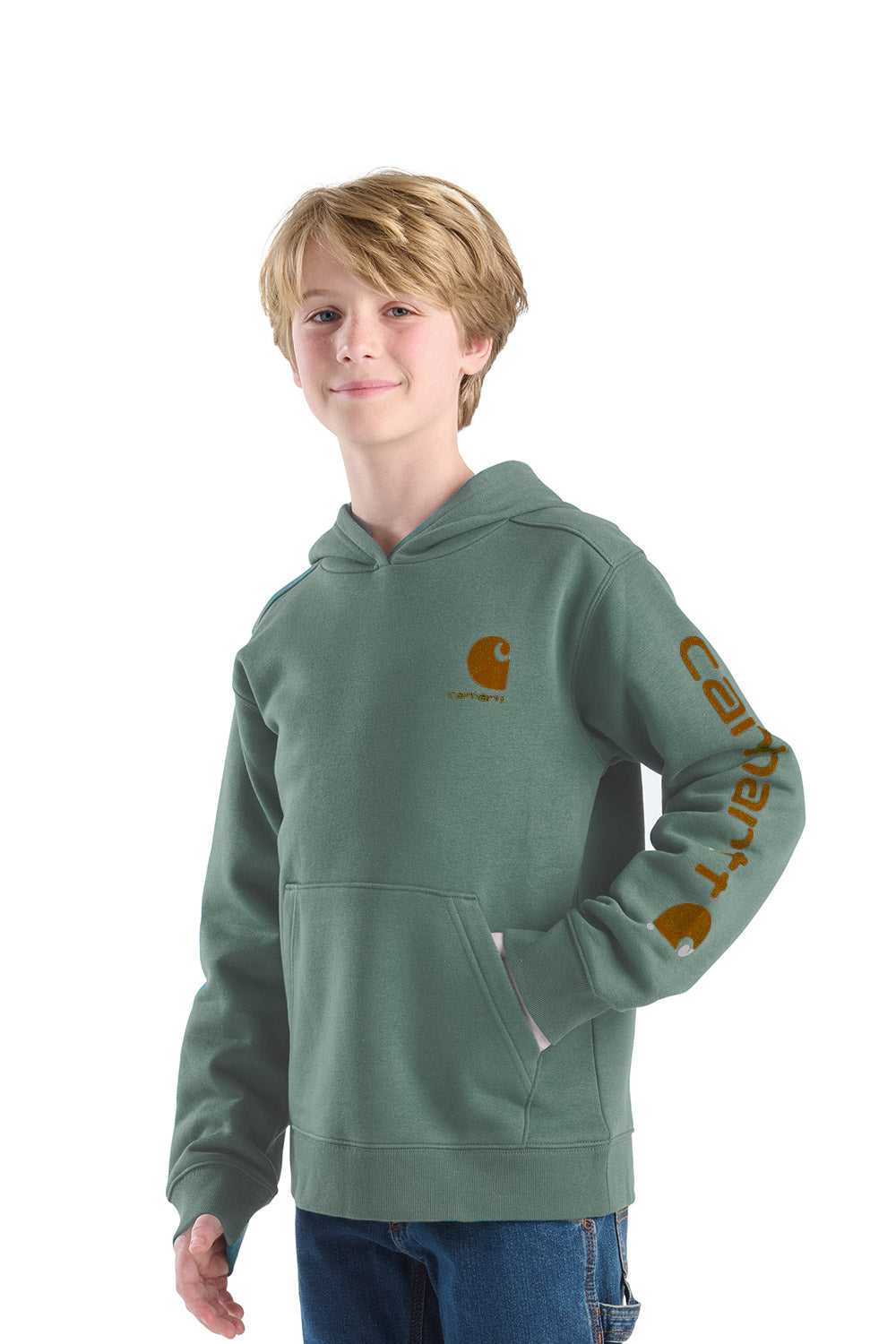 Carhart Youth Classic Pullover Hoodie in Green